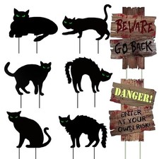 Halloween Decorations Outdoor, 6 Pack Black Cat Yard Signs  2 Beware Yard Signs