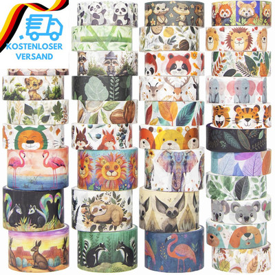 Niedliches Washi Tape Set, 38 Rollen Tiere Washi Tapes Für Journaling Supplies,