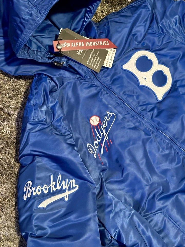Alpha Industries x Brooklyn Dodgers Men’s Hooded Bomber Jacket XLG - Image 2 of 4
