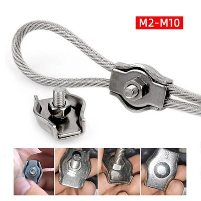 2,3,4,5,6,8,10mm Simplex Steel Wire Rope Cable Grips Clamp Clips Stainless Steel