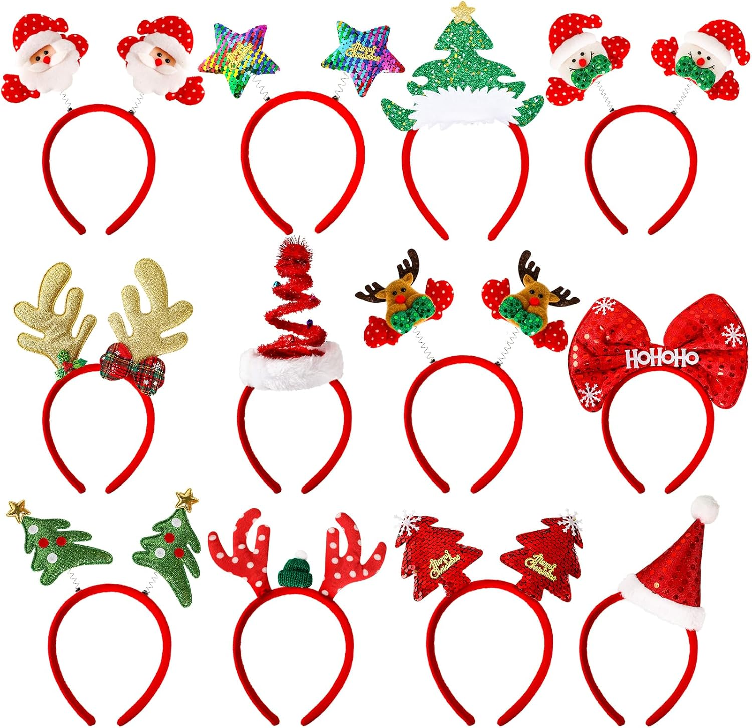 12 Pieces Christmas Headbands Christmas Parties Favors Decoration Supplies Xmas