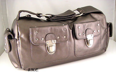 Sac Bandoulière BUMI - Bronze Métallique - Faux Cuir Végétalien Avec Clous Et Poches
