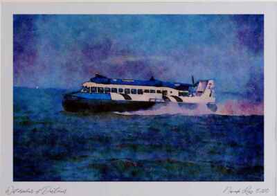 796017 Hovercraft Watercolour Picture Ltd Ed A3
