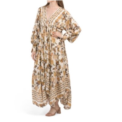 chinese dress ladies FREE PEOPLE Floral Mesh GIANNI Maxi Dress – Silver Accents