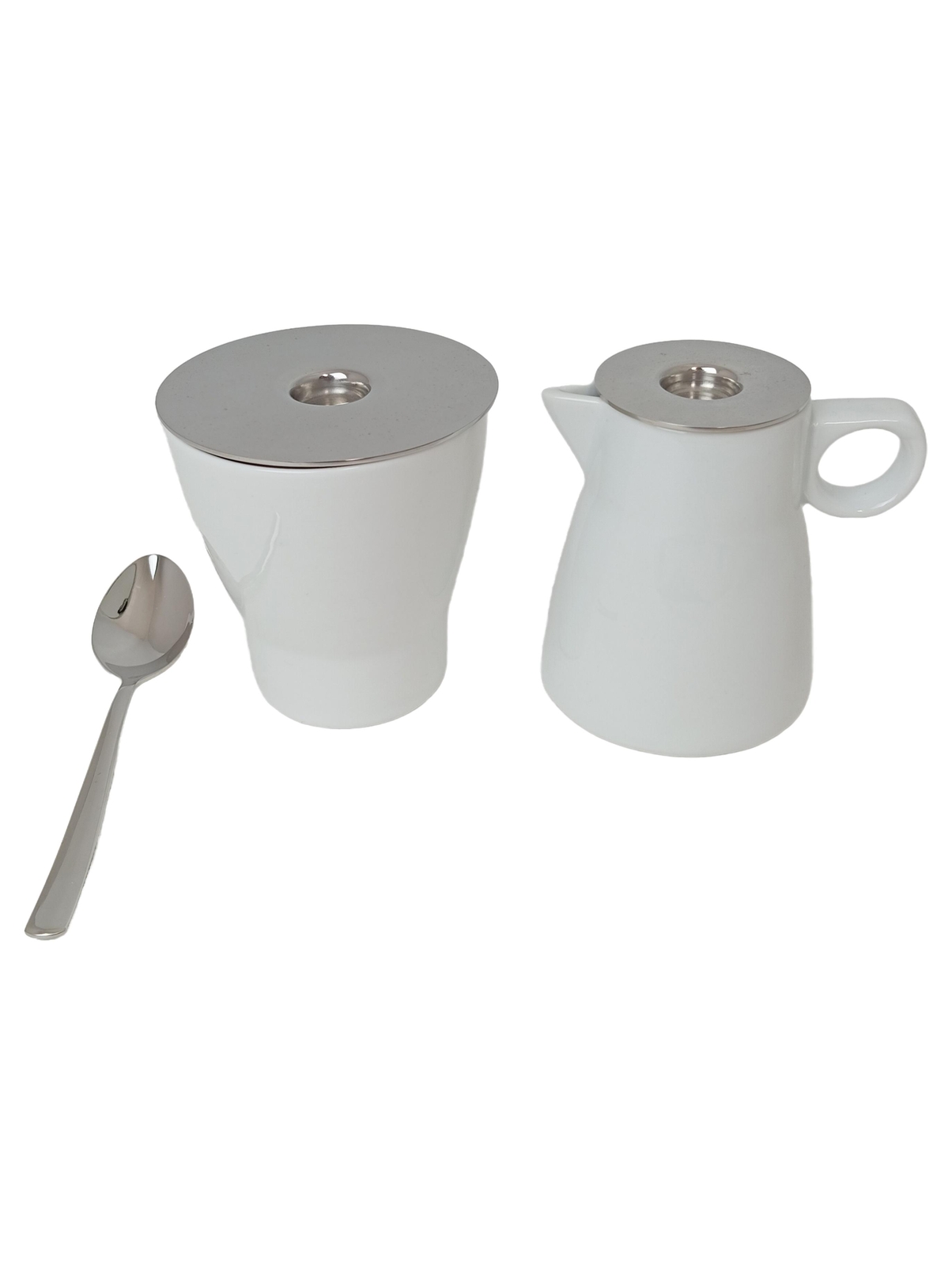WMF Milch und Zucker Set, 3-teilig, Weiß/Silber, Modern