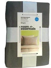 Room Essentials One Pillow Sham Gray Standard Size New
