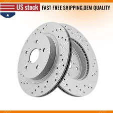 2X Rear Drilled Brake Disc Rotors For 2015 - 2023 Subaru Outback Legacy WRX STI