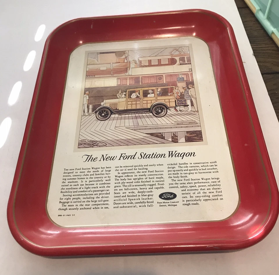 Ford Metal Tray The New Ford Station Wagon Advertising Tray Vintage - Image 3 of 4
