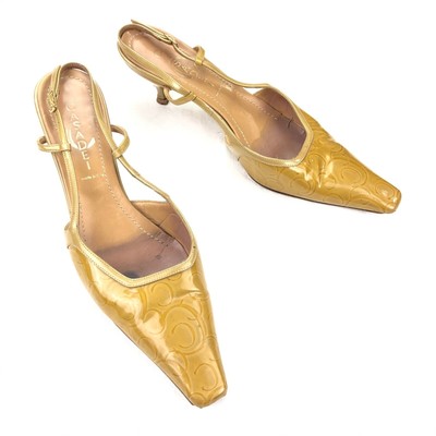 casadei gold heels