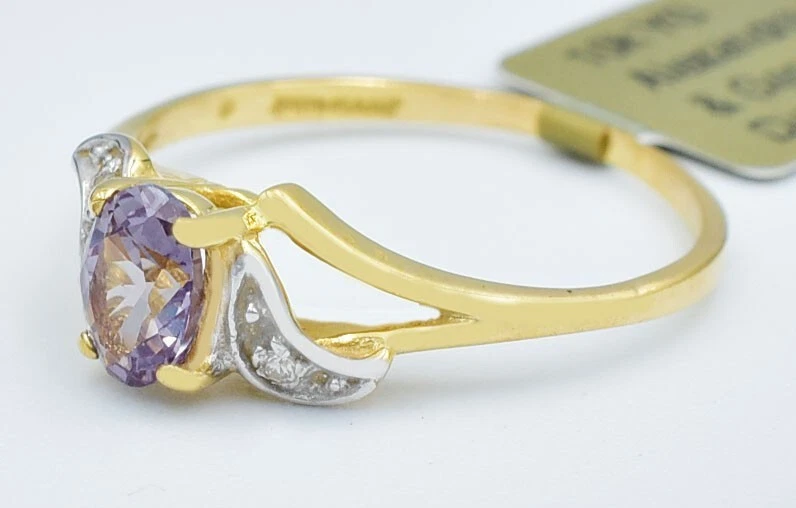 LAB CREATED 0.68 Cts ALEXANDRITE & GENUINE DIAMOND RING 10K GOLD - New With Tag - Image 3 of 4