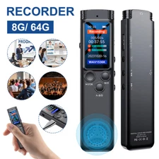 64GB Rechargeable LCD Digital Audio Sound Voice Recorder Dictaphone MP3 Player