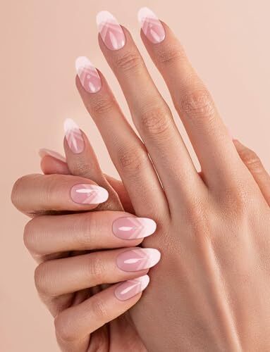 Semi Cured Gel Nail Strips, 20pcs French Gradient Gel Nail Stickers Work with 