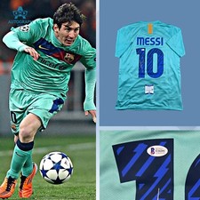 Lionel Messi Signed FC Barcelona 2010-2011 Away Jersey W/ Beckett COA BAS