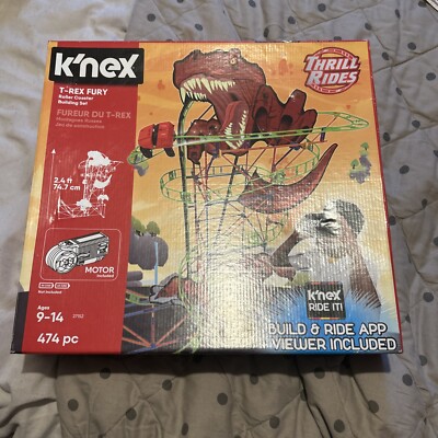 K'NEX T-Rex Fury Achterbahn Set mit Motor Nervenkitzel Fahrten
