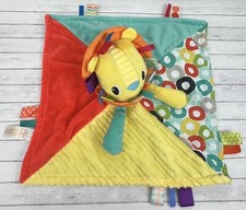 BRIGHT STARTS Taggies Plush Lion Lovey Security Blanket Circles Velour Tags