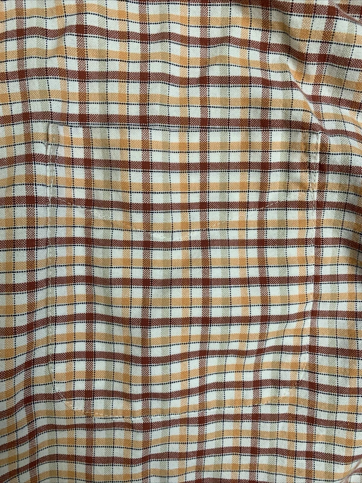 Camisa Van Heusen Studio para hombre talla LT 16,5-17 roja naranja manga corta a cuadros Foto 3 de 4