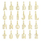 Buchstabe Ketteanhänger klein 585 Gelb Gold 14Kt 10x6mm Alphabet Zirkonia weiß