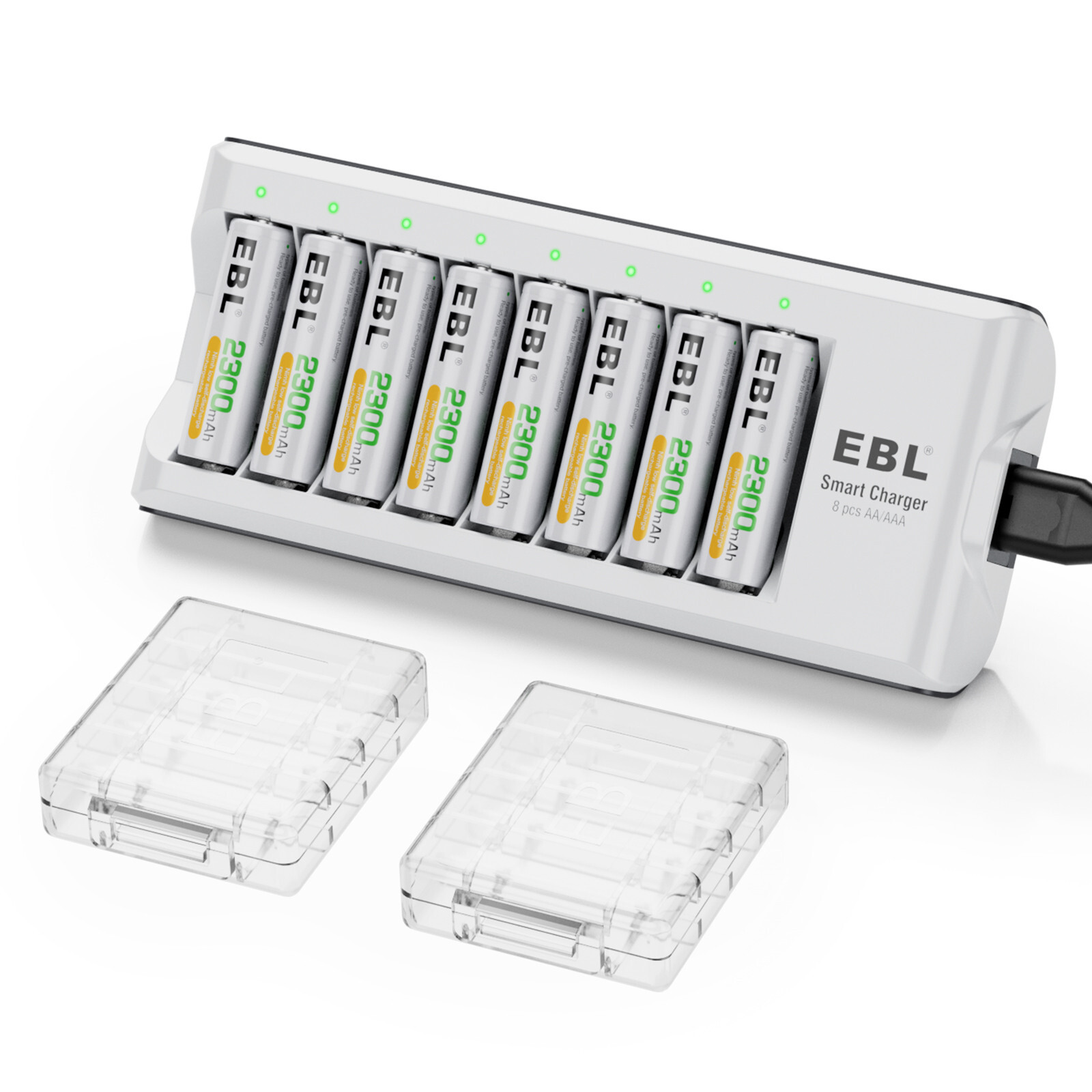 8PCS 2300mAh AA Rechargeable Batteries with Ni-MH AAA Charger-image