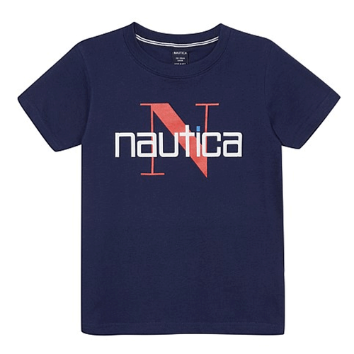 Nautica Boys Fin T-shirt - Navy Blue- UK 3-4 - RRP £30
