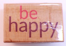 Be Happy Words Writing Studio G Wooden Rubber Stamp