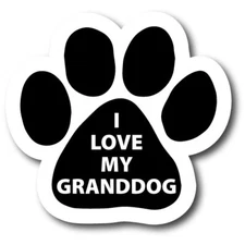 I Love My Granddog Paw print Car Magnet By Magnet Me Up 5" Paw Print Auto Truck