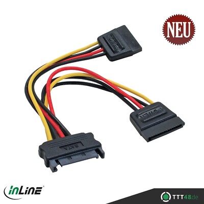 SATA Strom-Y-Kabel SATA Buchse an 2x SATA Stecker 0,15m InLine