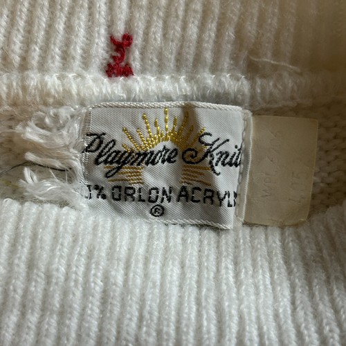 Vintage Playmore Knits White Sweaters With Hand Embroidered Roosters X2 Sz 6/7 - Picture 5 of 10