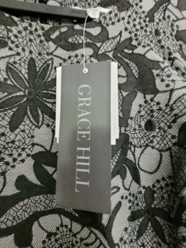 Grace Hill Size 16 black/grey Jacquard dress knee length new Party Cocktail - Picture 4 of 10