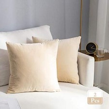 Pack of 2 Cozy Velvet Pillow Covers Square 22" x 22" Pack of 2 Beige