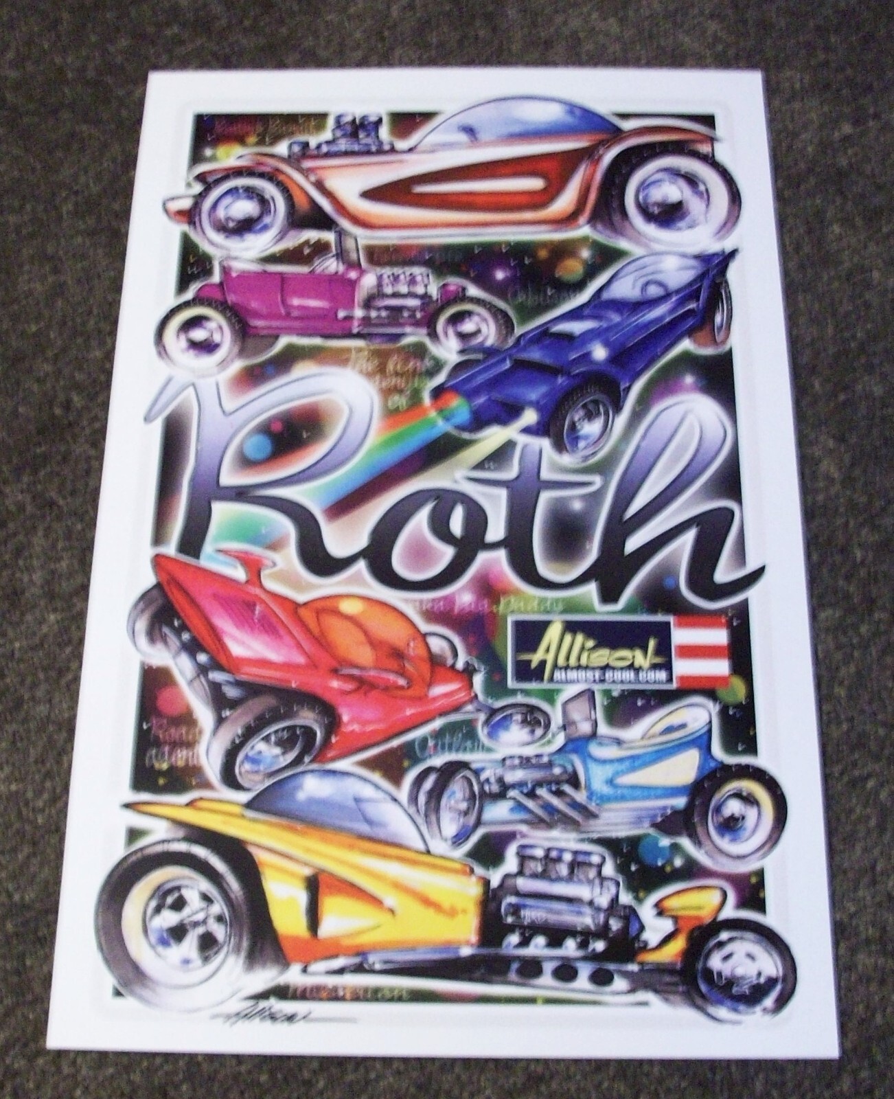 RARE Ed Roth Rat Fink Art Poster Print Signed ORBITRON BANDIT OUTLAW ...