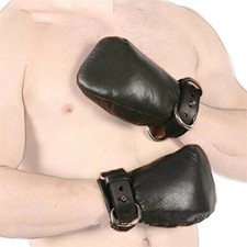 PU Leather Handcuffs Mittens Mitt Dog Paw Palm Slave Fist Restraints Gloves