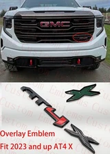 Front Grill Gloss Black Red AT4X OVERLAY Emblem 2023+ GMC Sierra 1500