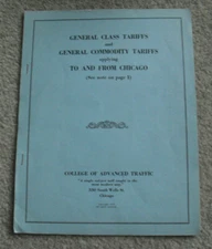 Vintage 1938 Booklet General Class Tariffs Commodity Tariffs to and From Chicago