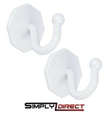 2x SELF ADHESIVE WALL HOOKS Fabric Curtain Tie Back Stick On Drape Holder Hanger