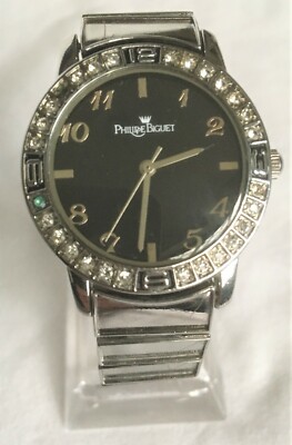 Philippe Biguet Steel Case Quartz Watch With Crystal Bezel UK