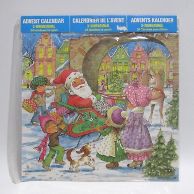 Gemo 3D Advent Calendar Victorian City Santa In Sleigh New Old Stock Denmark
