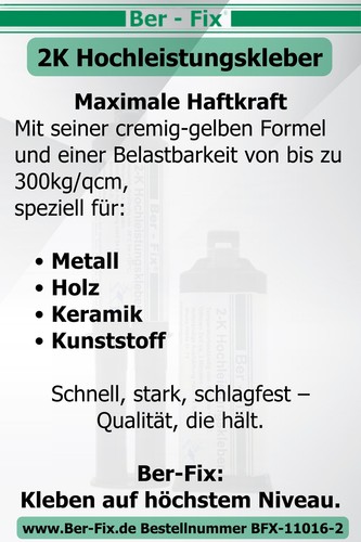 2K Hochleistungskleber 50g - Kunststoff- und Metallkleber 6 Spitzen für Pistole - Bild 3 von 18