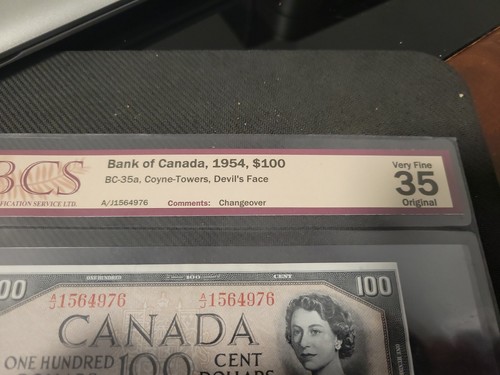 1954 Canadian $100 Devil Faced Gradedvery Fine 35 Original - Picture 2 of 4