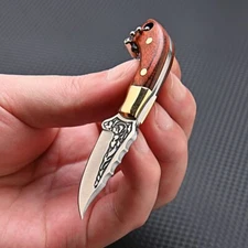 Portable Fixed Blade Knife Mini Straight Knife Leather Sheath Keychain Knife EDC
