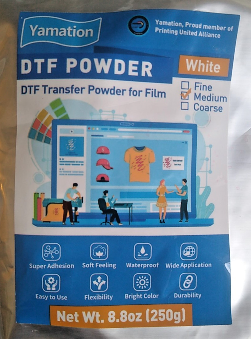 WHITE DTF Powder Yamation Transfer Powder for Film Unused? Opened 8.8oz (250 g)