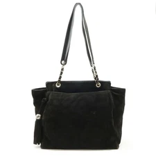 Chanel Suede Triple Coco 2Way Bag Women Black One Size