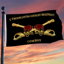 C Troop 10th Cavalry Regiment Cowboy Flag 3x5Feet with Brass Grommets Man Cave
