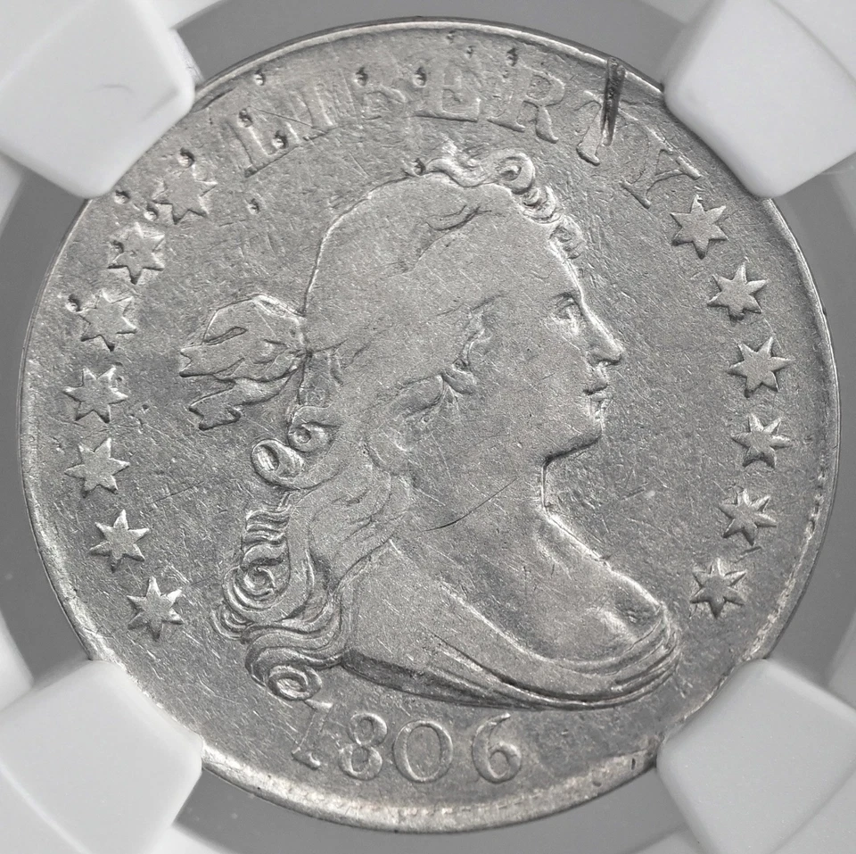 1806 25C DRAPED BUST SILVER QUARTER  NGC VG DETAILS "DAMAGED" #8405235-044 - Image 2 of 4