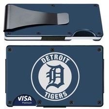 Detroit Engraved Titanium Blue RFID Blocking Wallet w Clip D7