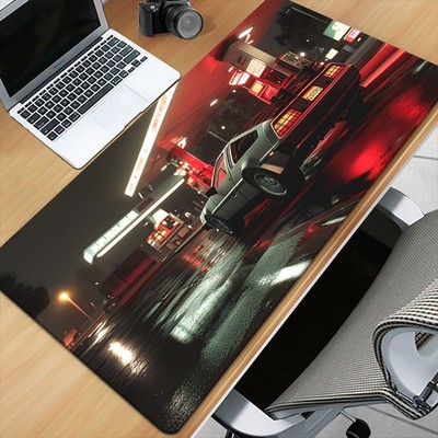 40*90cm1pc XXL Non-Slip Rubber Base Computer Mouse Pad-Car Running on Rainy