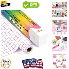 Transfer Tape for Vinyl - 12" x 10 FT w/Red Alignment Grid Clear Transfer Pap...