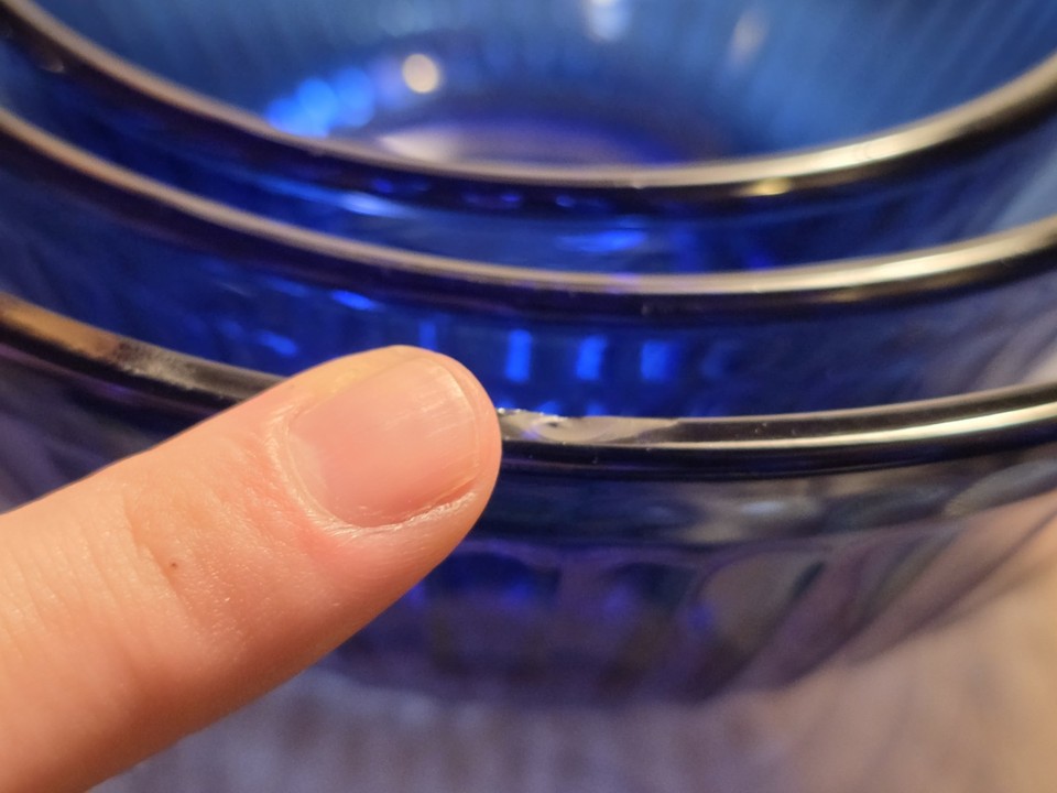 Vintage PYREX Cobalt Blue Mixing Bowls Nesting Set Of 3 RARE With Lids ...