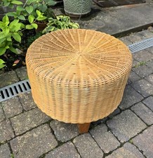 Vintage Ikea 2003 Korb Rattan Bambus Fußhocker Ottomane Pouffe Mcm Bohemian