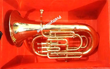 EUPHONIUM 4 VALVE PURE BRASS METAL IN GOLDEN POLISH CUSHION CASE FREE SHIPPING