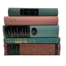 Lot Of 5 Vintage Books Pink Turquoise Gold Prop Library Shelf Decor Stack